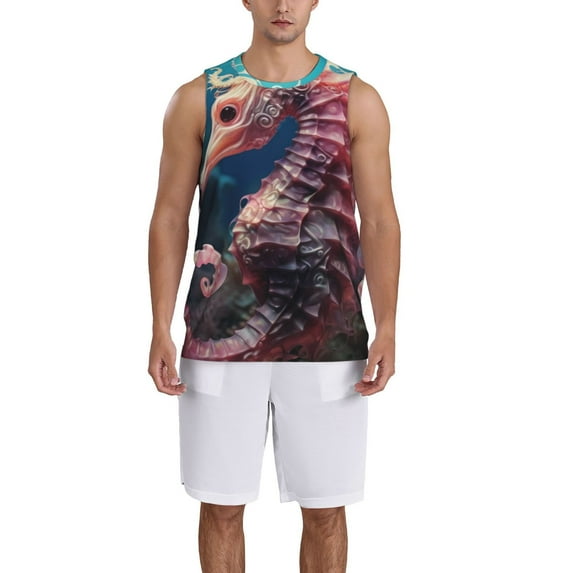 Naloa Ocean Seahorse Basketball Jersey Reversible Men's Mesh Athletic Sports Shirts Training Practice S-4XL3X-Large