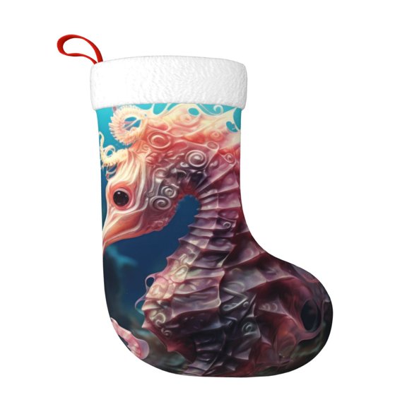 Naloa Ocean Seahorse Christmas Stockings Decorations, Xmas Ornaments, DIY Personalized Farmhouse Decor for Home Family Party Tree
