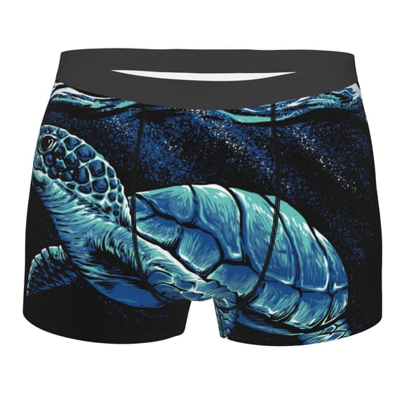 Naloa Ocean Turtle Print Mens Underwear - Boxers for Men, Classic Briefs for Men