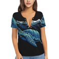 thumbnail image 1 of Naloa Ocean Turtle Print T-Shirts Short Sleeve V Neck Tees for Women Fashion Tops Trendy Lightweight Soft Casual Summer Outfits Clothes, 1 of 5