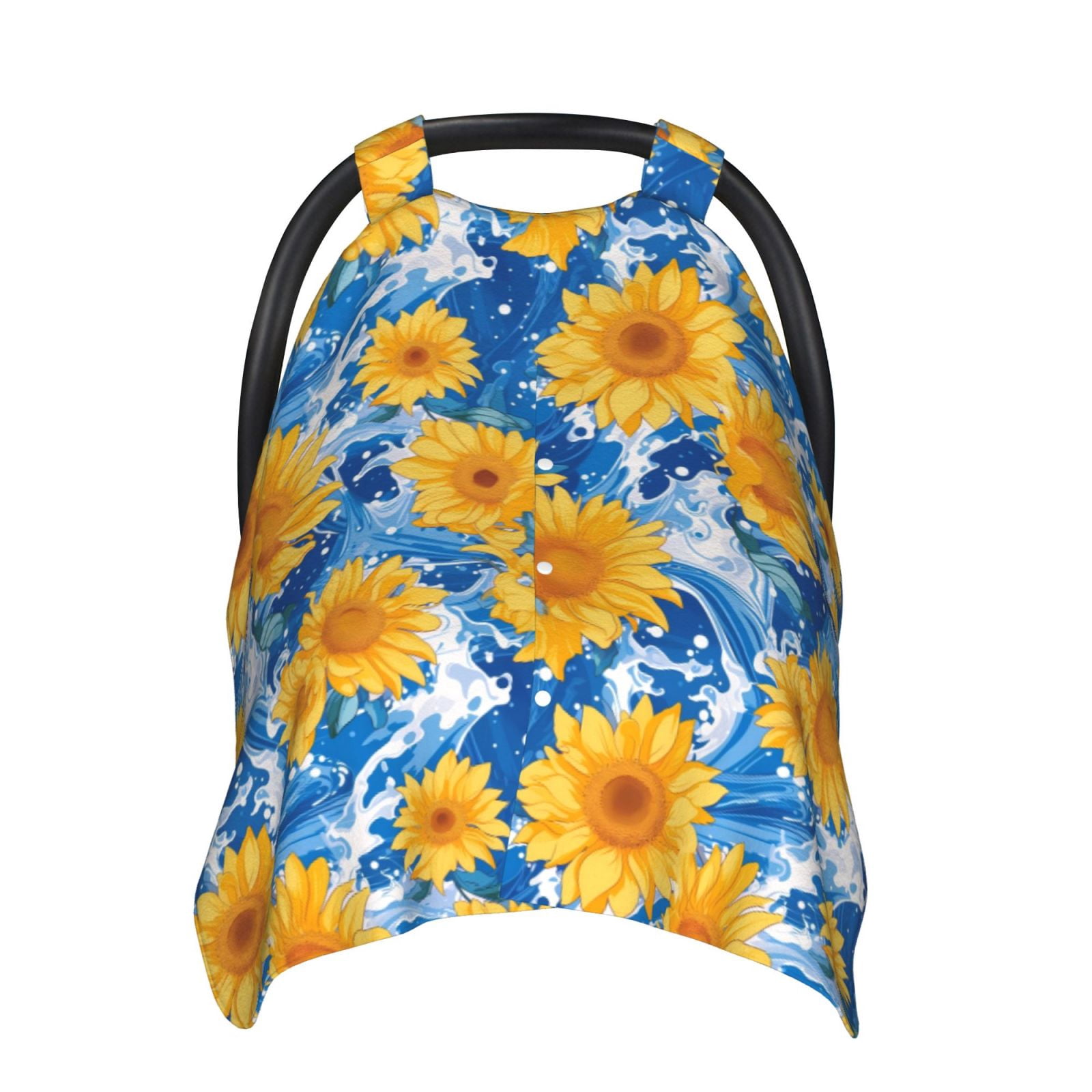 Naloa Ocean Wave Sunflower Baby Car Seat Cover, Breathable Baby Carrier Cover, Multiuse Baby Carrier Cover & Nursing Breastfeeding Cover