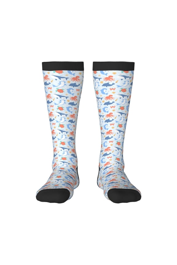 Ocean animals Knee Socks, High Socks Long Stretchy Sock Women Knee High Stocking, Long Socks for Women