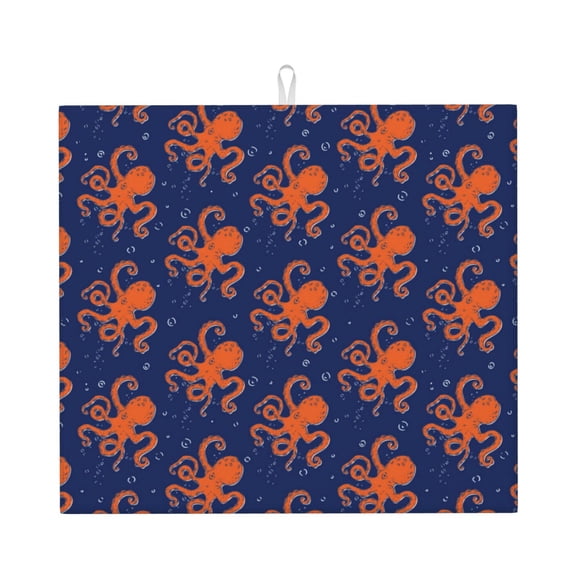 Naloa Octopus Dish Drying Mat for Kitchen Counter, Heat Resistant Drainer Mats, Absorbent Draining Mat,Dish Rack Pad,16"x18"