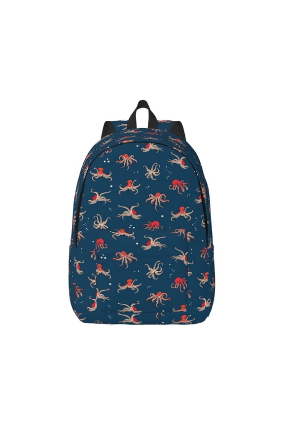 Octopus Sea Life Canvas Backpack for Men Women Rucksack Casual Travel Daypack College Tote Satchel Bookbag for Teens-Small