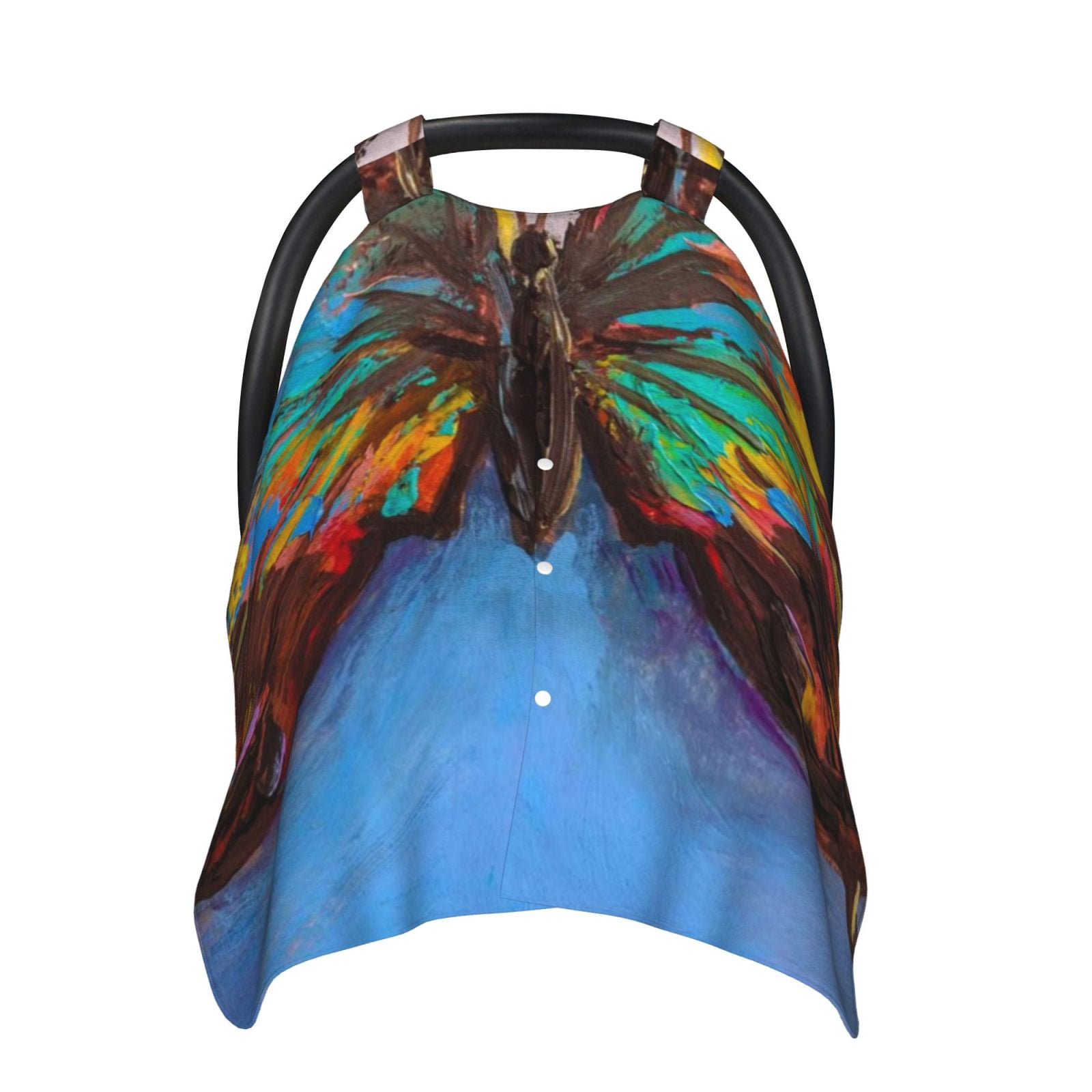 Naloa Oil Painting Beautiful Butterfly Baby Car Seat Cover, Breathable Baby Carrier Cover, Multiuse Baby Carrier Cover & Nursing Breastfeeding Cover
