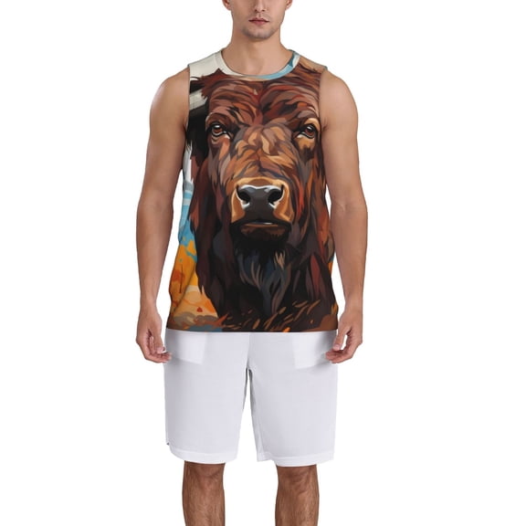 Naloa Oil Painting Style Iceberg Yak Basketball Jersey Reversible Men's Mesh Athletic Sports Shirts Training Practice S-4XLLarge