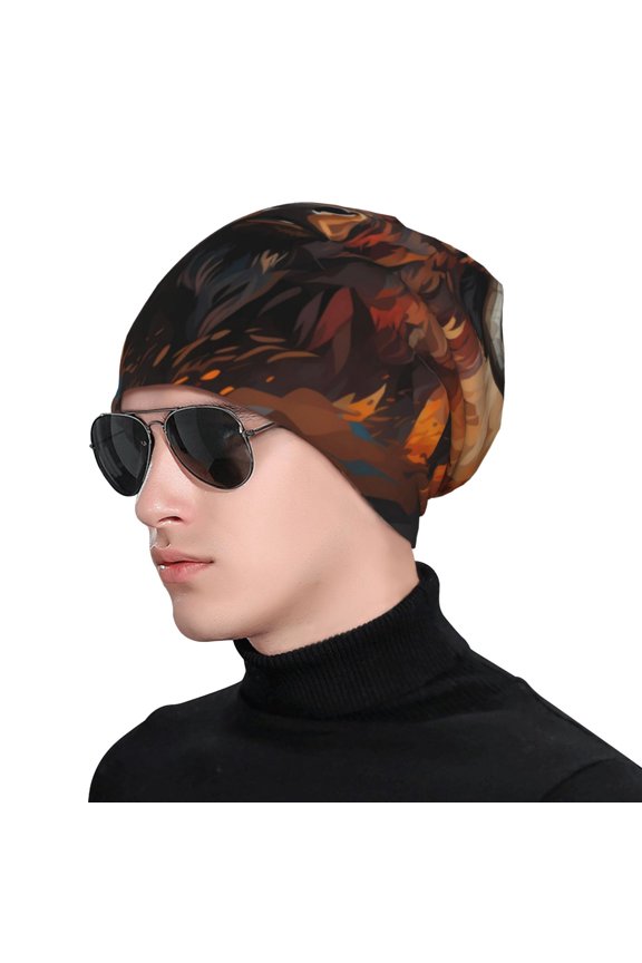 Oil Painting Style Iceberg Yak Soft Beanie Hat, Knit Beanie Daily Beanie in Fine Knit for Women Men Winter Travel, Outdoor