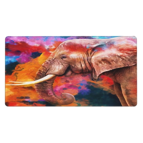 Naloa Oil Paintings of Elephants Gaming Mouse Pad Large Mouse Mat Long Extended Desk Pad Non-Slip Rubber Mice Pads Stitched Edges Thin Pad (16x29.5 Inch)