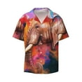 thumbnail image 1 of Naloa Oil Paintings of Elephants Men's Loose Fit Cuban Collar Short-Sleeve Shirt with Button-down and Chest Pocket for Everyday Wear Outings - Large, 1 of 7