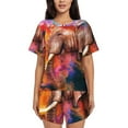 thumbnail image 1 of Naloa Oil Paintings of Elephants Women's Short-Sleeved Pajama Set, Loungewear, Summer pajamas, Breathable Cozy - 4X-Large, 1 of 9