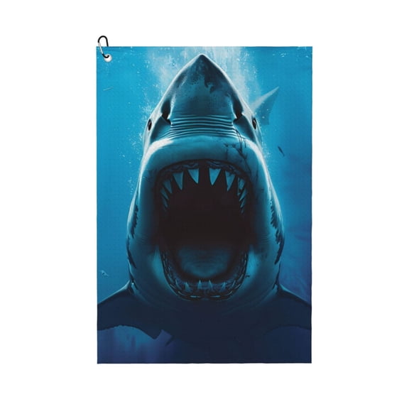 Naloa Open-Mouthed Shark Golf Towel Golf Gift for Men and Women Golf Towel with Carabiner Clip to Quickly Remove Mud, Dirt and Sweat