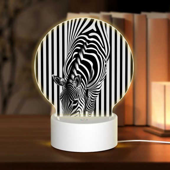 Naloa Optical Zebra Illusion Acrylic LED Night Light Custom LED Lights Personalized Nightlight Customized Gifts for Family Couples Friends