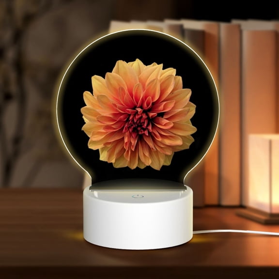 Naloa Orange Dalia Acrylic LED Night Light Custom LED Lights Personalized Nightlight Customized Gifts for Family Couples Friends