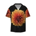 thumbnail image 1 of Naloa Orange Dalia Men's Loose Fit Cuban Collar Short-Sleeve Shirt with Button-down and Chest Pocket for Everyday Wear Outings - Medium, 1 of 7