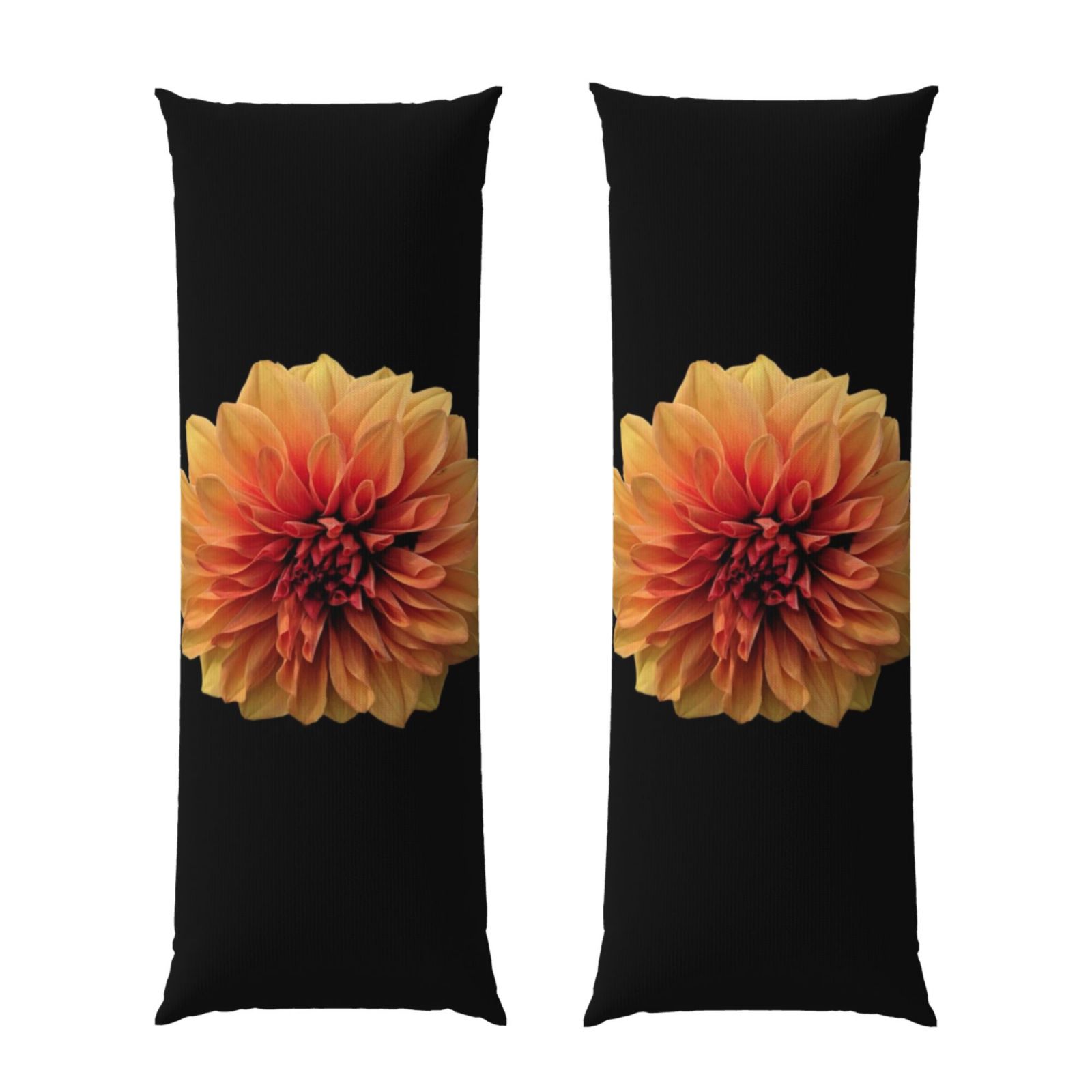Naloa Orange Dalia Super Soft 20x60 Body Pillow Case,Long Side Hidden Zipper（PILLOWS ARE NOT INCLUDED）