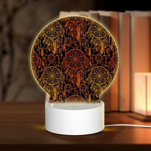 Naloa Orange Dreamcatcher Acrylic LED Night Light Custom LED Lights Personalized Nightlight Customized Gifts for Family Couples Friends