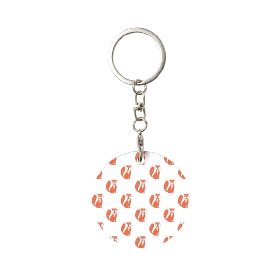 Naloa Orange Fox Print Round Keychain Keychain Key Ring, Key Tag, Key Chain Bulk for Gift Accessories (Round)