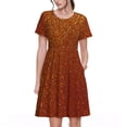 thumbnail image 1 of Naloa Orange Glitter Print Womens Summer A-Line Dress with Pockets,Short Sleeve Dresses,Flowy Beach Swing Dress for Vacation Travel, 1 of 6
