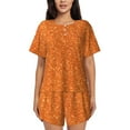 thumbnail image 1 of Naloa Orange Glitter Women's Short-Sleeved Pajama Set, Loungewear, Summer pajamas, Breathable Cozy - Medium, 1 of 1