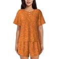 thumbnail image 1 of Naloa Orange Glitter Women's Short-Sleeved Pajama Set, Loungewear, Summer pajamas, Breathable Cozy - Small, 1 of 1