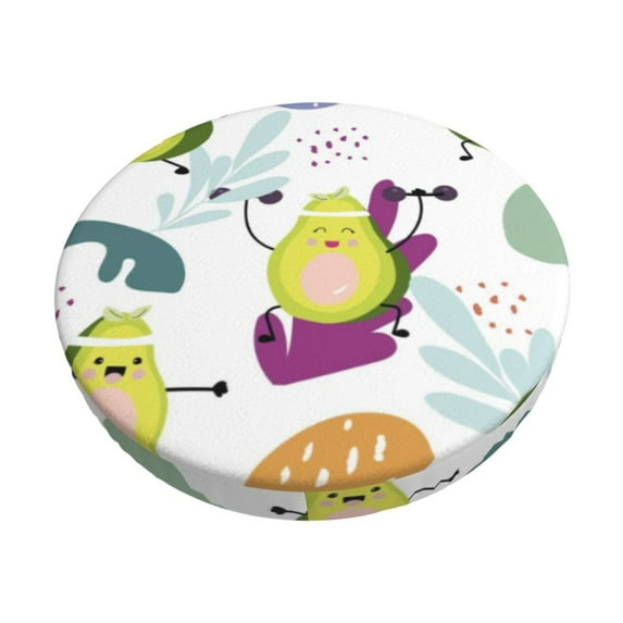 Naloa Orange Green Avocado Round Bar Stool Cushion Cover 12-14 inch, Fits Kitchen, Office, Restaurant Chairs - 13 inch
