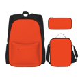 thumbnail image 1 of Naloa Orange Print Large Capacity Backpack Lunch Bag Pencil Case Combination 3 Piece Set for Student, 1 of 8