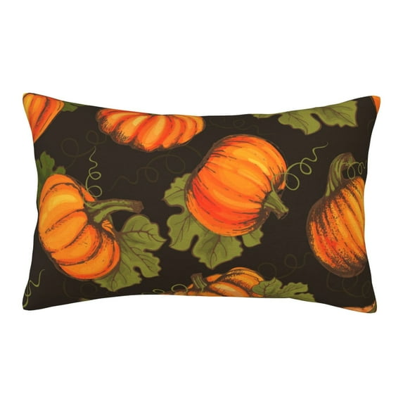 Naloa Orange Pumpkin Autumn Maple Falling Leaves Pillowcase, Throw Pillowcase, Wrinkle-Free, Stain-Resistant with Hidden Zipper for Bedroom Sofa - 16"x24"