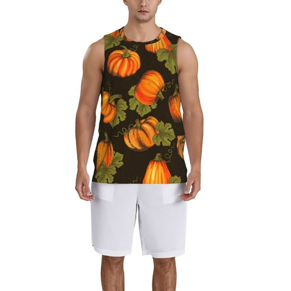 Naloa Orange Pumpkin Basketball Jersey Reversible Men's Mesh Athletic Sports Shirts Training Practice S-4XLLarge