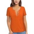 thumbnail image 1 of Naloa Orange Scales Print T-Shirts Short Sleeve V Neck Tees for Women Fashion Tops Trendy Lightweight Soft Casual Summer Outfits Clothes, 1 of 5