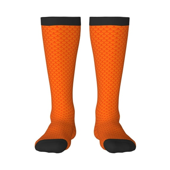 Naloa Orange Scales Thigh High Socks Extra Long Stretchy Sock Women Over Knee High Opaque Stocking Daily Wear