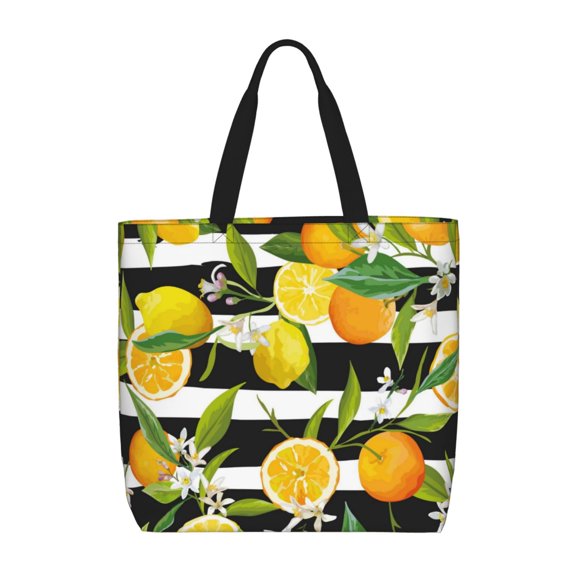 Naloa Orange and Lemon Tote Bag for Women, Foldable Tote Bag With Zipper, Large Shoulder Bag, Top Handle Handbag for Travel, Work, Shopping