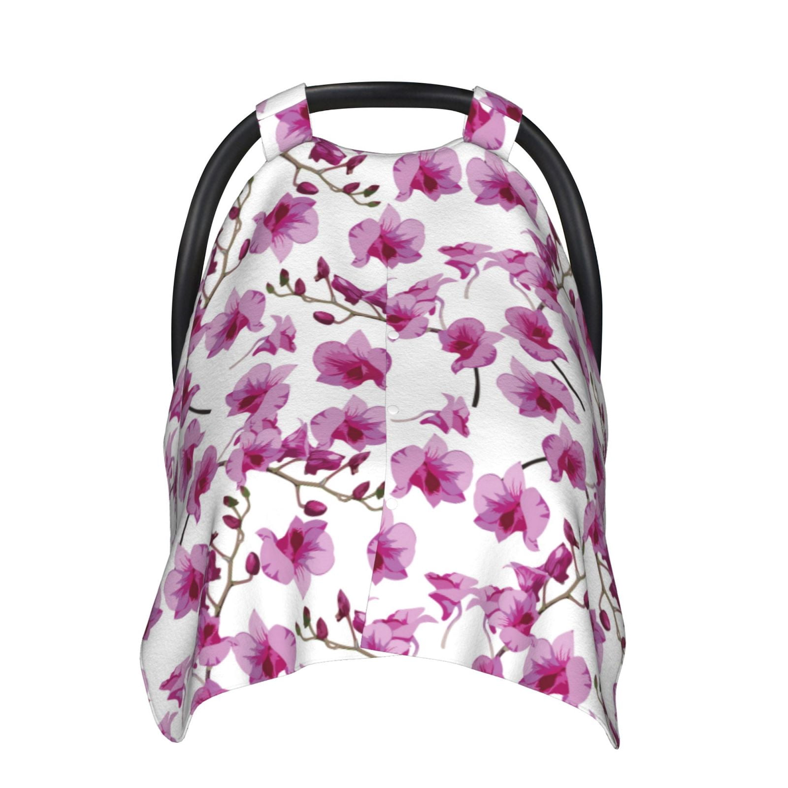Naloa Orchids Flowers Baby Car Seat Cover, Breathable Baby Carrier Cover, Multiuse Baby Carrier Cover & Nursing Breastfeeding Cover