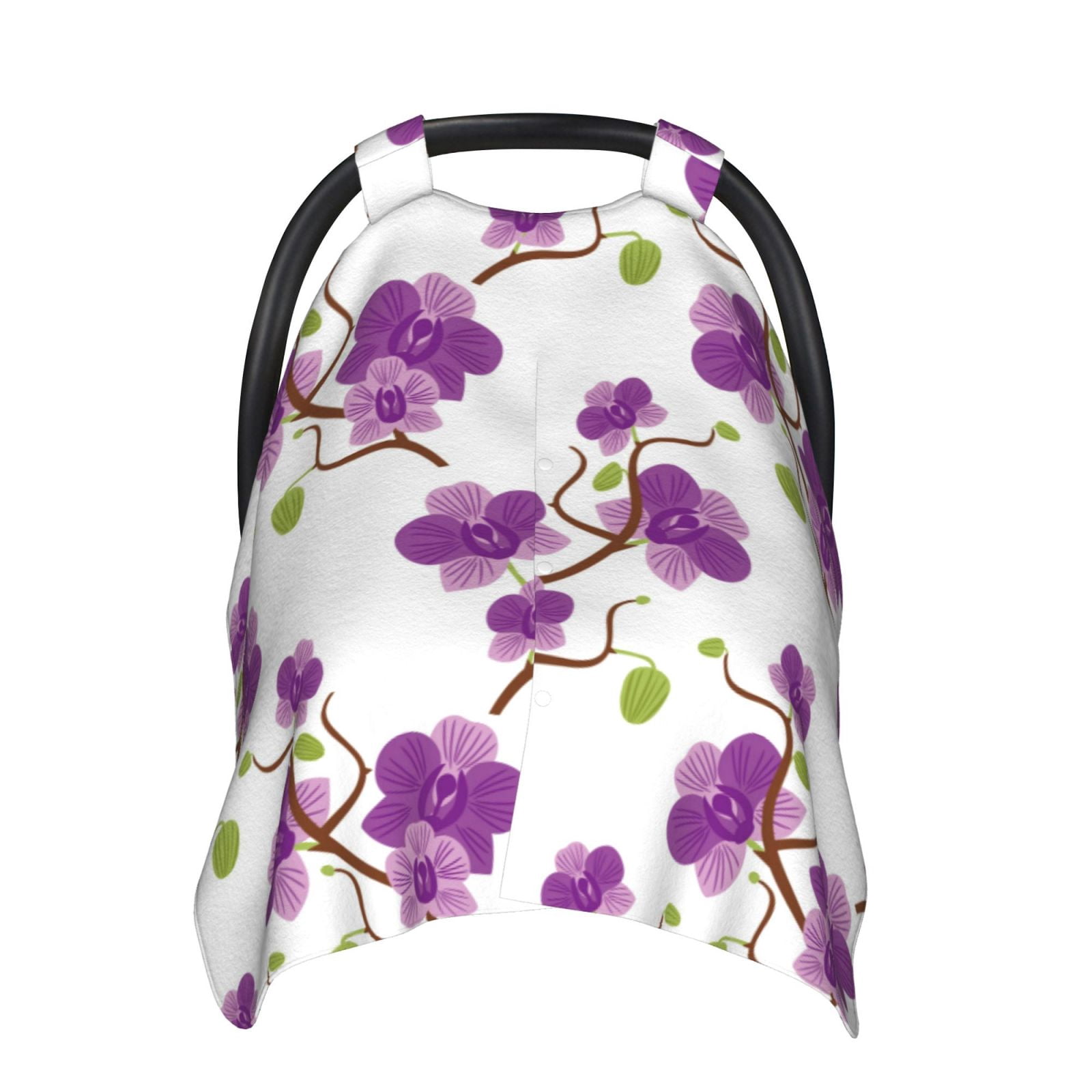 Naloa Orchids Flowers Baby Car Seat Cover, Breathable Baby Carrier Cover, Multiuse Baby Carrier Cover & Nursing Breastfeeding Cover