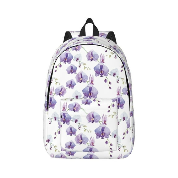 Naloa Orchids Flowers Canvas Backpack for Men Women Rucksack Casual Travel Daypack College Tote Satchel Bookbag for Teens-Small