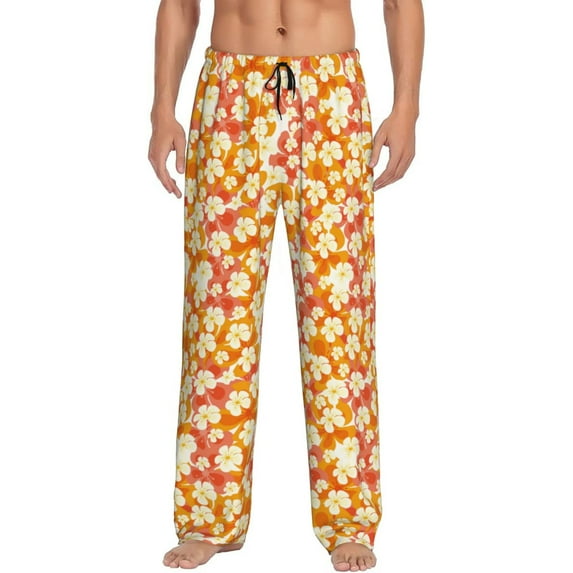 Naloa Orchids Flowers Pajama Pants Men, PJ Bottoms, Sleep & Lounge Pants-XX-Large