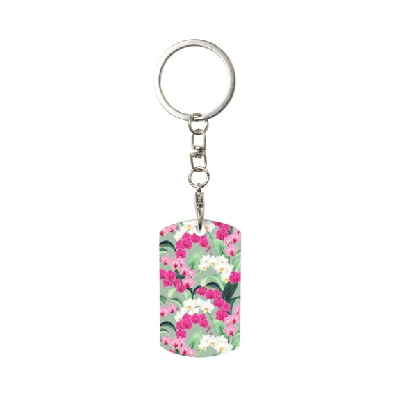 Naloa Orchids Flowers Print Keyfob with Split Key Ring and Print Labels, Key Labels Key Chain Tags, Luggage Tags, Car Key Chain Ring Keyfob Gift