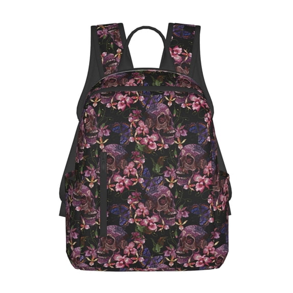 Naloa Orchids Flowers Print Lightweight DayBackpack Suitable for school, work, shopping, travel, etc.