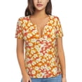 thumbnail image 1 of Naloa Orchids Flowers Print T-Shirts Short Sleeve V Neck Tees for Women Fashion Tops Trendy Lightweight Soft Casual Summer Outfits Clothes, 1 of 5