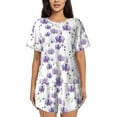 thumbnail image 1 of Naloa Orchids Flowers Women's Short-Sleeved Pajama Set, Loungewear, Summer pajamas, Breathable Cozy - Small, 1 of 9