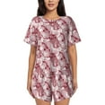 thumbnail image 1 of Naloa Orchids Flowers Women's Short-Sleeved Pajama Set, Loungewear, Summer pajamas, Breathable Cozy - X-Large, 1 of 9