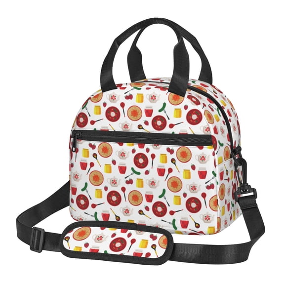 Naloa Oriental Cuisine Print Lunch Bag for Women & Men Insulated Lunch Box or Cooler Lunch Tote Bags for Work, Travel, Outdoor