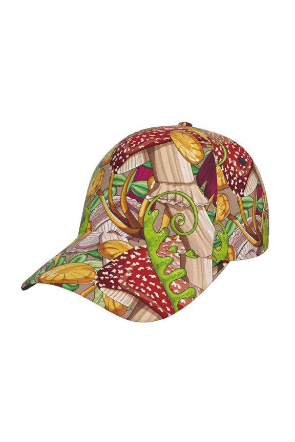 Original Classic Low Profile Hat Men Women Baseball Cap Dad Hat Adjustable Unconstructed Bright Mushrooms Print Cap
