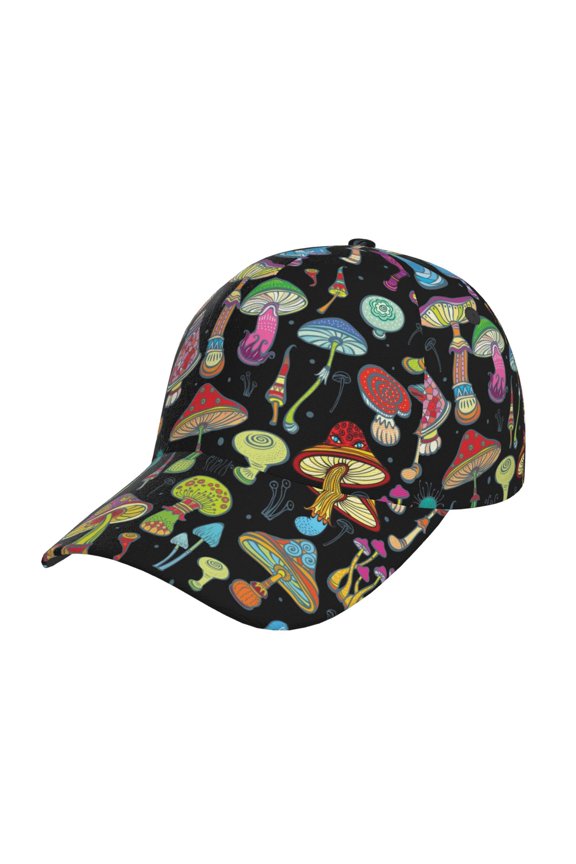Original Classic Low Profile Hat Men Women Baseball Cap Dad Hat Adjustable Unconstructed Bright Mushrooms Print Cap