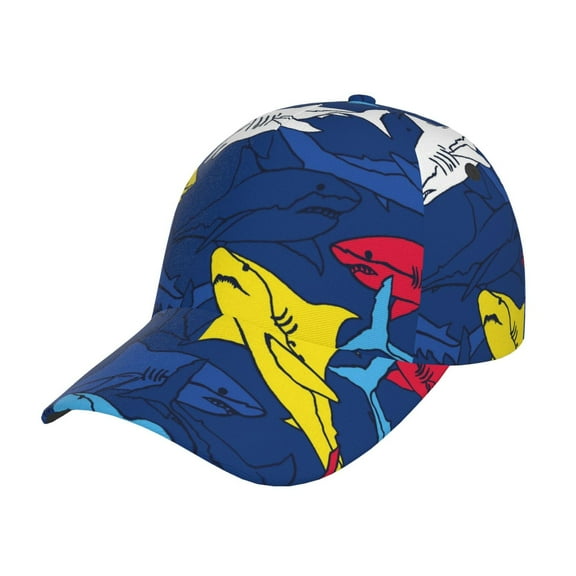 Naloa Original Classic Low Profile Hat Men Women Baseball Cap Dad Hat Adjustable Unconstructed Cartoon Shark Print Cap