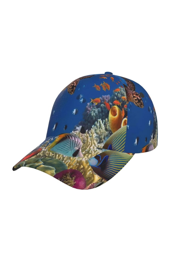 Original Classic Low Profile Hat Men Women Baseball Cap Dad Hat Adjustable Unconstructed Colorful Coral Reef Print Cap