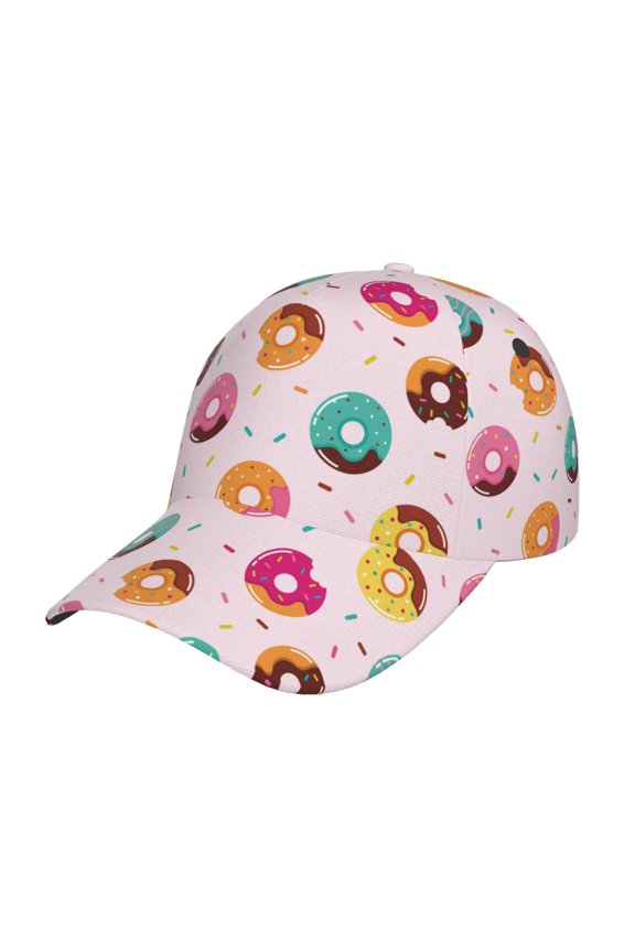 Original Classic Low Profile Hat Men Women Baseball Cap Dad Hat Adjustable Unconstructed Colorful Donuts Print Cap