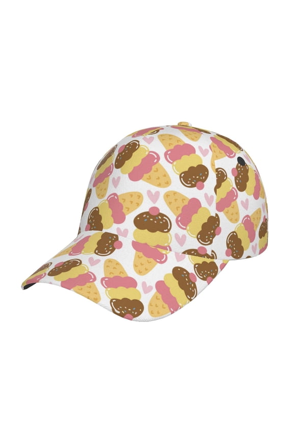 Original Classic Low Profile Hat Men Women Baseball Cap Dad Hat Adjustable Unconstructed Cute Ice Cream Print Cap