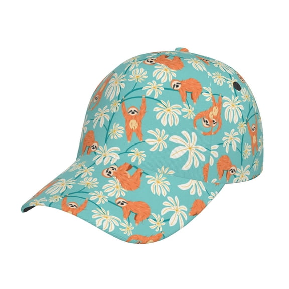 Naloa Original Classic Low Profile Hat Men Women Baseball Cap Dad Hat Adjustable Unconstructed Cute Sloth on Floral Tree Print Cap