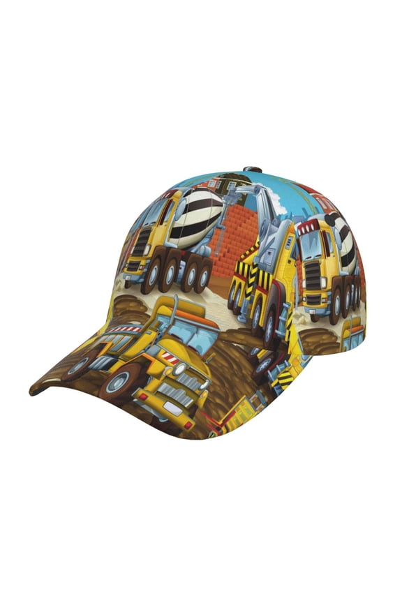 Original Classic Low Profile Hat Men Women Baseball Cap Dad Hat Adjustable Unconstructed Different Construction Site Vehicles Print Cap