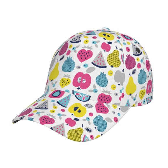 Naloa Original Classic Low Profile Hat Men Women Baseball Cap Dad Hat Adjustable Unconstructed Doodle Fruits Print Cap